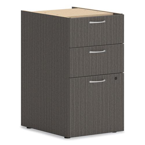 Mod Support Pedestal, Left or Right, 3-Drawers: Box/Box/File, Legal/Letter, Slate Teak, 15" x 20" x 28". Picture 1