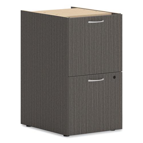 Mod Support Pedestal, Left or Right, 2 Legal/Letter-Size File Drawers, Slate Teak, 15" x 20" x 28". Picture 1