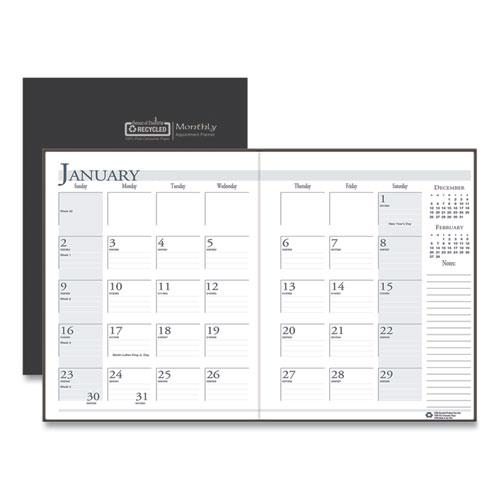 Recycled Ruled 14-Month Planner with Leatherette Cover, 11 x 8.5, Black Cover, 14-Month (Dec to Jan): 2023 to 2025. Picture 1