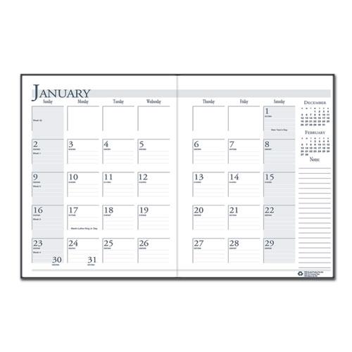 Recycled Ruled 14-Month Planner with Leatherette Cover, 11 x 8.5, Black Cover, 14-Month (Dec to Jan): 2023 to 2025. Picture 2