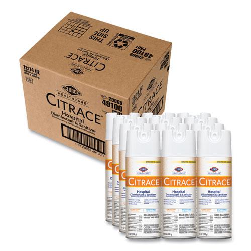 Citrace Hospital Disinfectant and Deodorizer, Citrus, 14 oz Aerosol Spray, 12/Carton. The main picture.