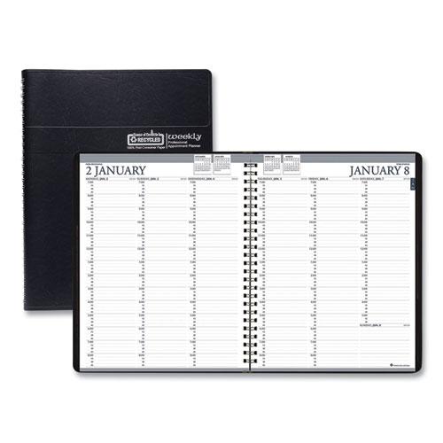 Recycled Professional Weekly Planner, 15-Minute Appts, 11 x 8.5, Black Wirebound Soft Cover, 12-Month (Jan to Dec): 2024. Picture 1