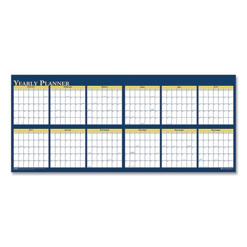 Recycled Reversible Yearly Wall Planner, 60 x 26, White/Blue/Yellow Sheets, 12-Month (Jan to Dec): 2024. Picture 3
