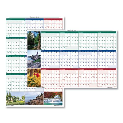 Earthscapes Recycled Reversible/Erasable Yearly Wall Calendar, Nature Photos, 32 x 48, White Sheets, 12-Month (Jan-Dec): 2024. Picture 1