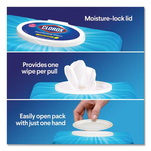 Disinfecting Wipes, Easy Pull Pack, 1-Ply, 8 x 7, Fresh Scent, White, 75 Towels/Box, 6 Boxes/Carton. Picture 11