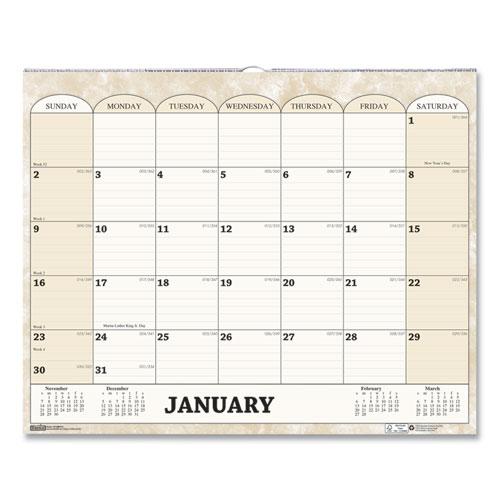 Recycled Monthly Horizontal Wall Calendar, Marble Stone Artwork, 14.88 x 12, White/Sand Sheets, 12-Month (Jan to Dec): 2024. Picture 1