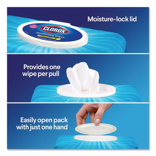 Disinfecting Wipes, Easy Pull Pack, 1-Ply, 8 x 7, Lemon Scent, White, 75 Towels/Box. Picture 11
