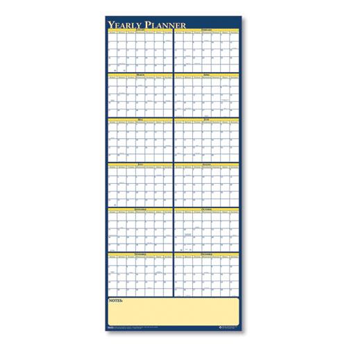 Recycled Reversible Yearly Wall Planner, 60 x 26, White/Blue/Yellow Sheets, 12-Month (Jan to Dec): 2024. Picture 2