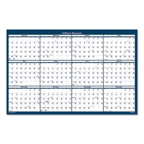 Recycled Poster Style Reversible/Erasable Yearly Wall Calendar, 32 x 48, White/Blue/Gray Sheets, 12-Month (Jan to Dec): 2024. Picture 3