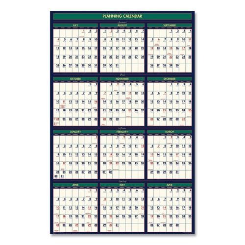 Four Season Erasable Business/Academic Recycled Wall Calendar, 24 x 37, 12-Month(July-June):2024-2025, 12-Month(Jan-Dec):2025. Picture 3