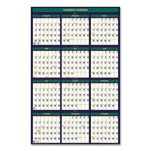 Four Season Erasable Business/Academic Recycled Wall Calendar, 24 x 37, 12-Month(July-June):2024-2025, 12-Month(Jan-Dec):2025. Picture 2