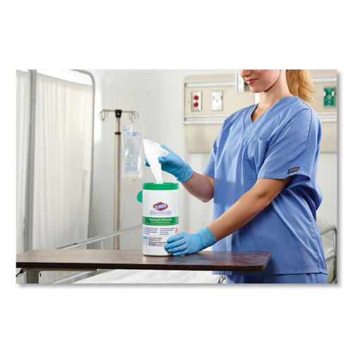 Hydrogen Peroxide Cleaner Disinfectant Wipes, 5.75 x 6.75, Unscented, White, 155/Canister, 6 Canisters/Carton. Picture 7