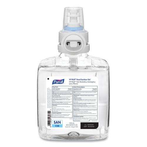 VF PLUS Hand Sanitizer Gel, 1,200 mL Refill Bottle, Fragrance-Free, For CS8 Dispensers, 2/Carton. Picture 1