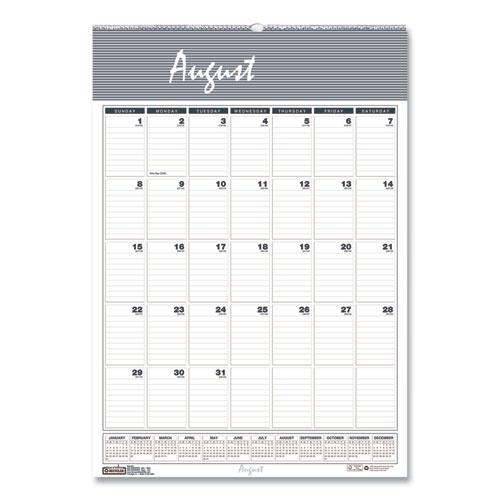 Academic Year Bar Harbor Recycled Wirebound Monthly Wall Calendar, 15.5 x 22, White/Blue Sheets, 12-Month(Aug-July):2024-2025. Picture 1