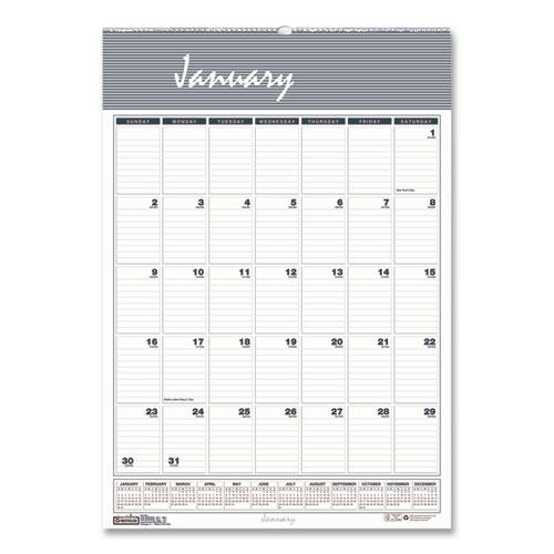 Bar Harbor Recycled Wirebound Monthly Wall Calendar, 22 x 31.25, White/Blue/Gray Sheets, 12-Month (Jan-Dec): 2024. Picture 1