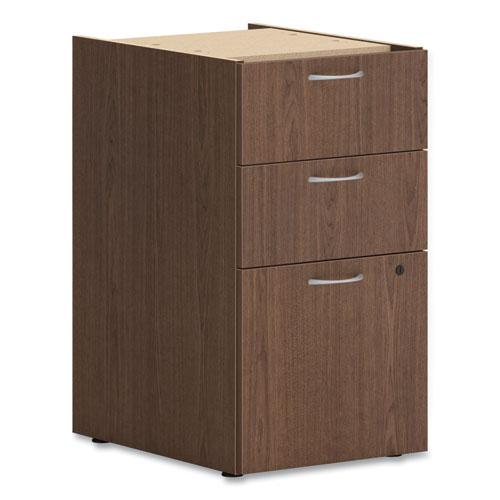 Mod Support Pedestal, Left or Right, 3-Drawers: Box/Box/File, Legal/Letter, Sepia Walnut, 15" x 20" x 28". Picture 1