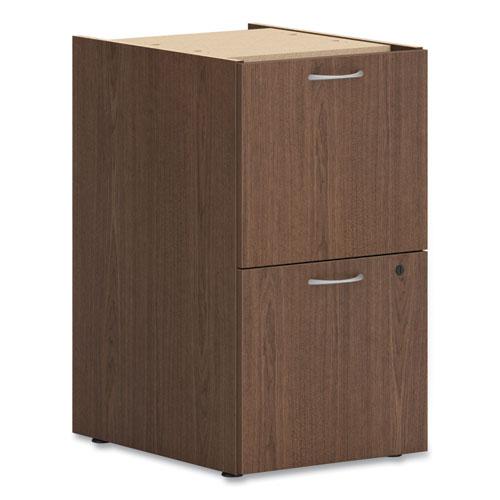 Mod Support Pedestal, Left or Right, 2 Legal/Letter-Size File Drawers, Sepia Walnut, 15" x 20" x 28". Picture 1