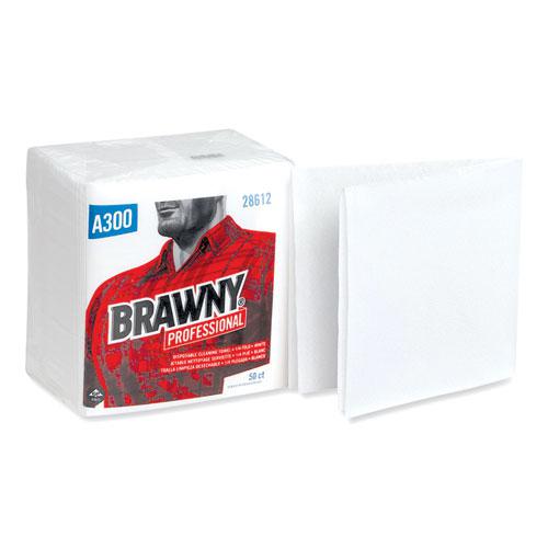 Professional Cleaning Towels, 1-Ply, 12 x 13, White, 50/Pack, 18 Packs/Carton. Picture 1