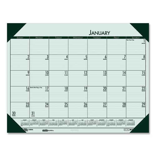 EcoTones Recycled Monthly Desk Pad Calendar, 22 x 17, Green-Tint/Woodland Green Sheets/Corners, 12-Month (Jan to Dec): 2024. Picture 1