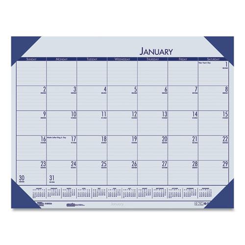 EcoTones Recycled Monthly Desk Pad Calendar, 18.5 x 13, Ocean Blue Sheets/Corners, Black Binding, 12-Month (Jan to Dec): 2024. Picture 1