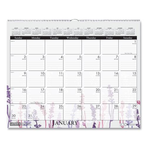 Recycled Wild Flower Wall Calendar, Wild Flowers Artwork, 15 x 12, White/Multicolor Sheets, 12-Month (Jan to Dec): 2022. Picture 1