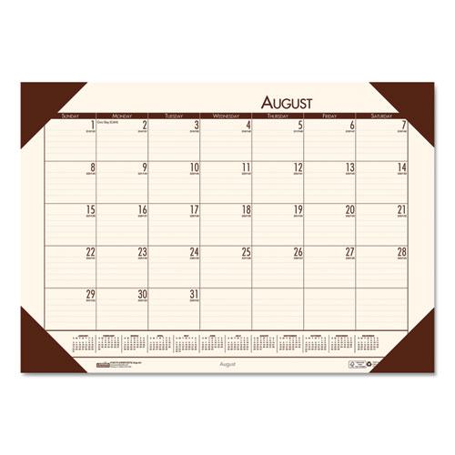EcoTones Recycled Academic Desk Pad Calendar, 18.5 x 13, Cream Sheets, Brown Corners, 12-Month (Aug to July): 2024 to 2025. Picture 1