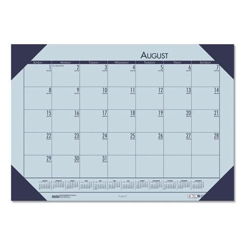 EcoTones Recycled Academic Desk Pad Calendar, 18.5 x 13, Orchid Sheets, Cordovan Corners, 12-Month (Aug to July): 2024-2025. Picture 1