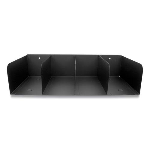 Trays, 4 Compartments, 16 x 8 x 4, Heavy Gauge Steel, Black. Picture 1