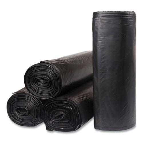 Low-Density Commercial Can Liners, Coreless Interleaved Roll, 45 gal, 1.2mil, 40" x 46", Black, 10 Bags/Roll, 10 Rolls/Carton. Picture 1