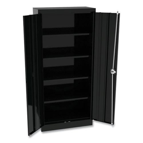 Space Saver Storage Cabinet, Four Fixed Shelves, 30w x 15d x 66h, Black. Picture 1