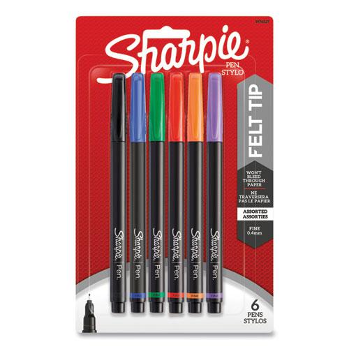 Water-Resistant Ink Porous Point Pen, Stick, Fine 0.4 mm, Assorted Ink and Barrel Colors, 6/Pack. Picture 2