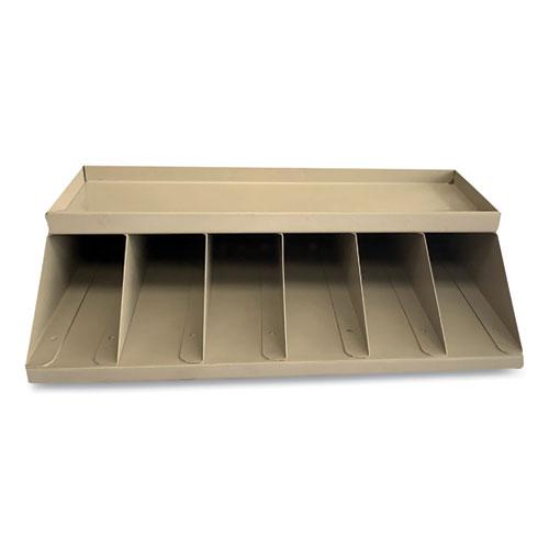 Coin Wrapper and Bill Strap Single-Tier Rack, 6 Compartments, 10 x 8.5 x 3, Steel, Pebble Beige. Picture 1