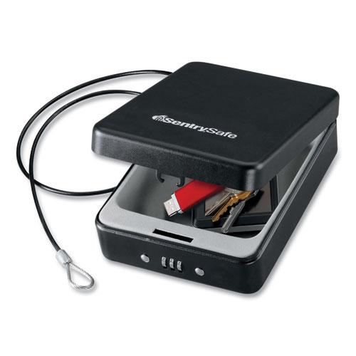 P005C Portable Combination-Lock Security Safe, 0.05 cu ft, 5.9 x 8 x 2.6,  Black. The main picture.