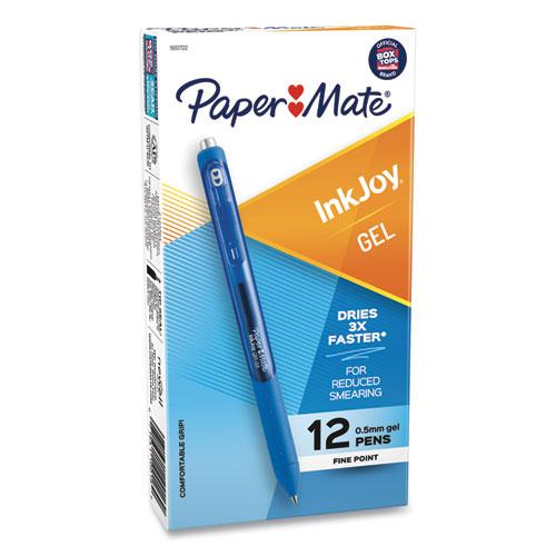 InkJoy Gel Pen, Retractable, Micro 0.5 mm, Blue Ink, Blue Barrel, Dozen. Picture 2