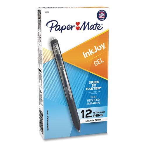InkJoy Gel Pen, Retractable, Medium 0.7 mm, Black Ink, Black Barrel, Dozen. Picture 1