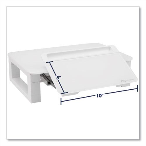 Adjustable Height Desktop Glass Monitor Riser with Dry-Erase Board, 14 x 10.25 x 2.5 to 5.25, White, Supports 100 lb. Picture 1
