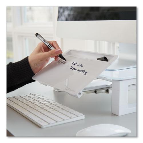 Adjustable Height Desktop Glass Monitor Riser with Dry-Erase Board, 14 x 10.25 x 2.5 to 5.25, White, Supports 100 lb. Picture 11