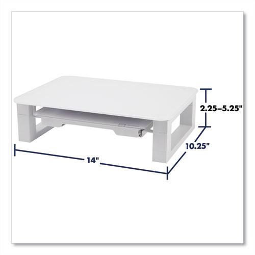 Adjustable Height Desktop Glass Monitor Riser with Dry-Erase Board, 14 x 10.25 x 2.5 to 5.25, White, Supports 100 lb. Picture 2
