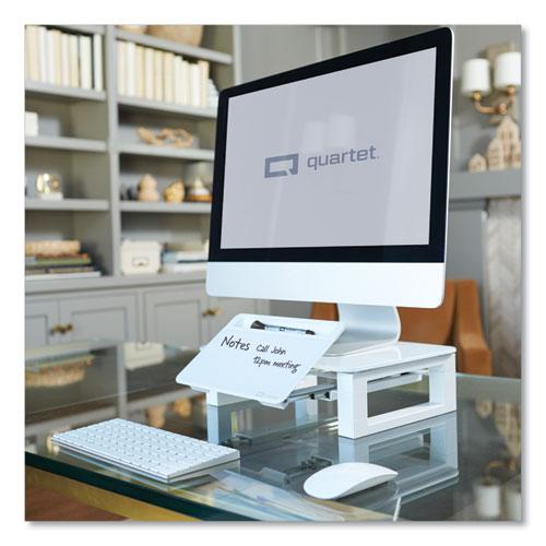 Adjustable Height Desktop Glass Monitor Riser with Dry-Erase Board, 14 x 10.25 x 2.5 to 5.25, White, Supports 100 lb. Picture 3