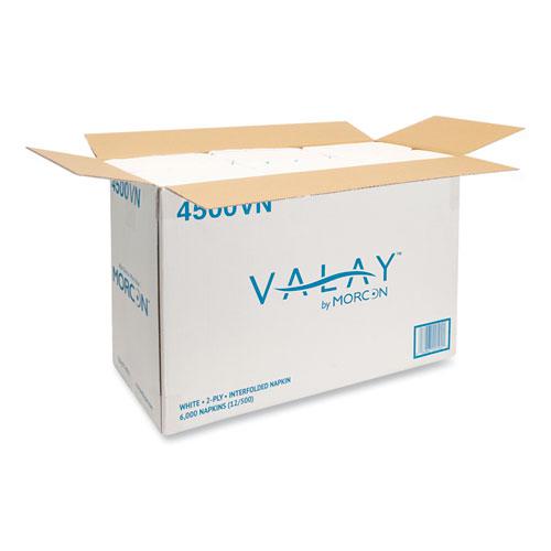 Valay Interfolded Napkins, 2-Ply, 6.5 x 8.25, White, 500/Pack, 12 Packs/Carton. Picture 3
