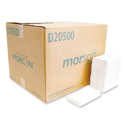 Morsoft Dispenser Napkins, 1-Ply, 6 x 13.5, White, 500/Pack, 20 Packs/Carton. The main picture.