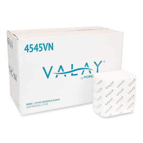 Valay Interfolded Napkins, 1-Ply, White, 6.5 x 8.25, 6,000/Carton. Picture 1