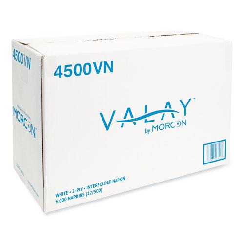 Valay Interfolded Napkins, 2-Ply, 6.5 x 8.25, White, 500/Pack, 12 Packs/Carton. Picture 6