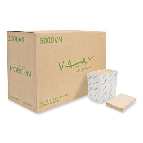 Valay Interfolded Napkins, 2-Ply, 6.5 x 8.25, Kraft, 6,000/Carton. Picture 1