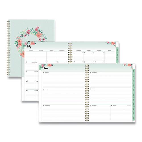 Laurel Academic Year Weekly/Monthly Planner, Floral Artwork, 11 x 8.5, Green/Pink Cover, 12-Month (July-June): 2021-2022. Picture 1