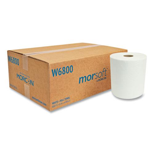 Morsoft Universal Roll Towels, 1-Ply, 8" x 800 ft, White, 6 Rolls/Carton. The main picture.