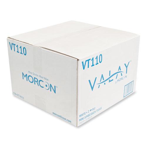 Valay Mini Jumbo Bath Tissue, Septic Safe, 2-Ply, White, 750 ft, 12 Rolls/Carton. Picture 6