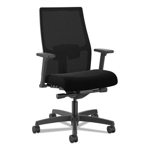Ignition 2.0 4-Way Stretch Mid-Back Mesh Task Chair, Adjustable Lumbar Support, Black Seat/Back, Black Base. Picture 5