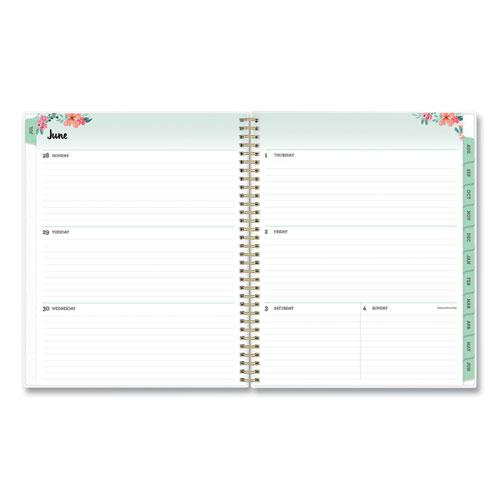 Laurel Academic Year Weekly/Monthly Planner, Floral Artwork, 11 x 8.5, Green/Pink Cover, 12-Month (July-June): 2021-2022. Picture 2