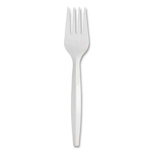 Mediumweight Polypropylene Cutlery, Fork, White, 1,000/Carton. Picture 2